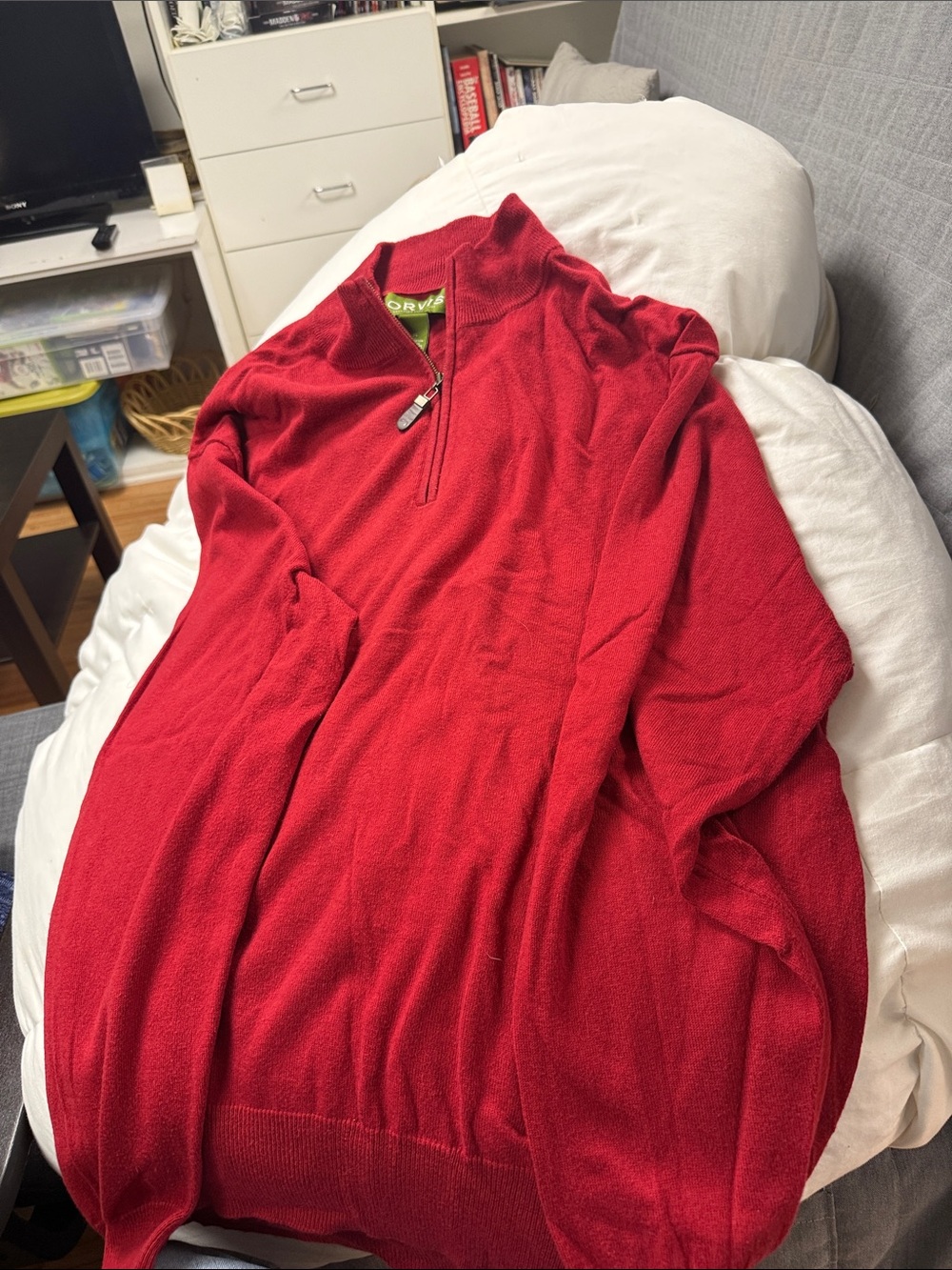 Orvis Red Half-Zip Turtleneck Sweater